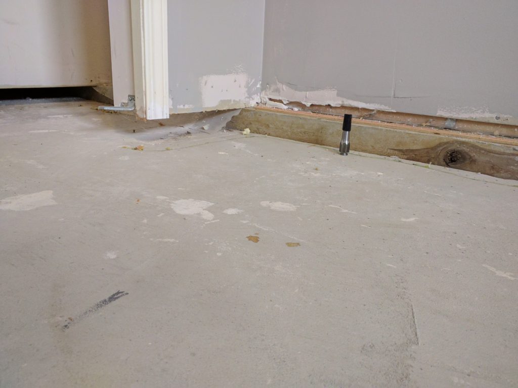 basement floor concrete sunken before