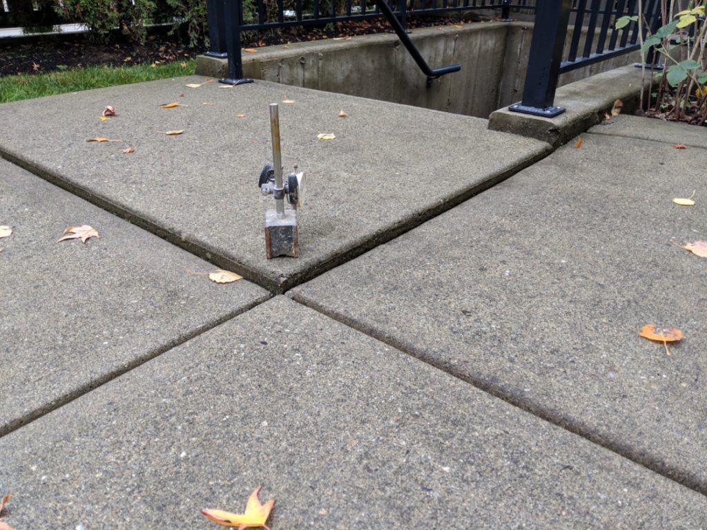 uneven settlement on a sunken patio deck