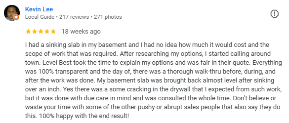 screenshot of a review from Google