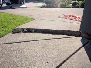 trip hazard on a walkway before concrete lifting