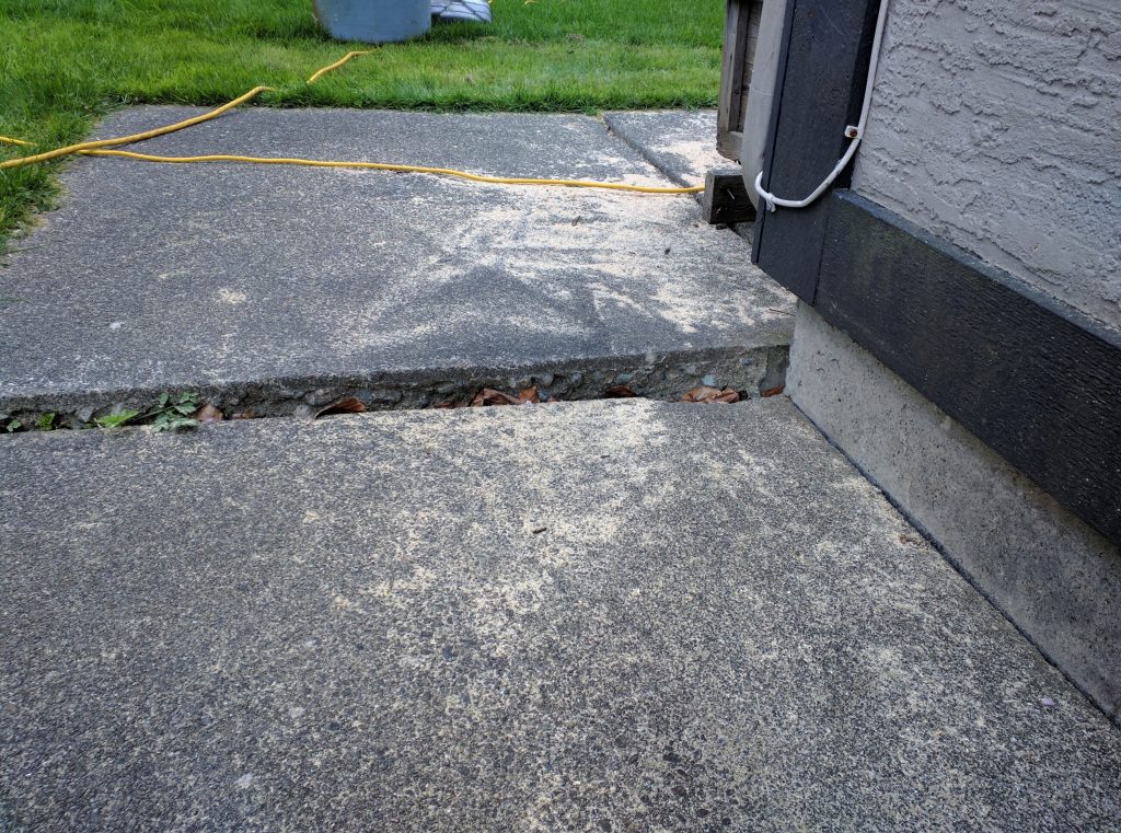 trip hazard on a walkway before concrete lifting