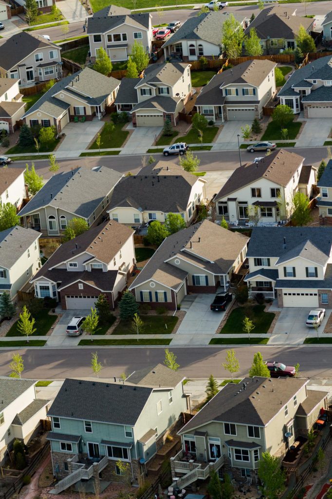 aerial view of urban neighbourhood