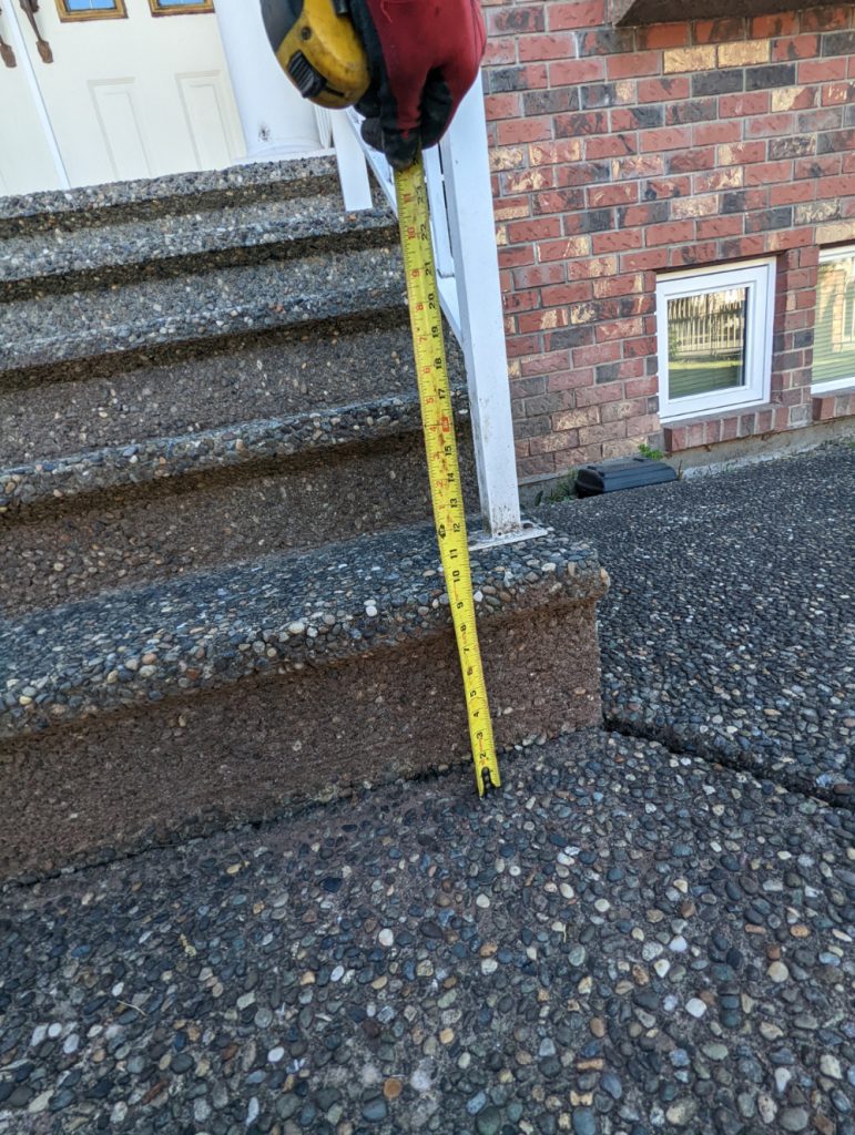 landing pad at the base of the steps before lifting