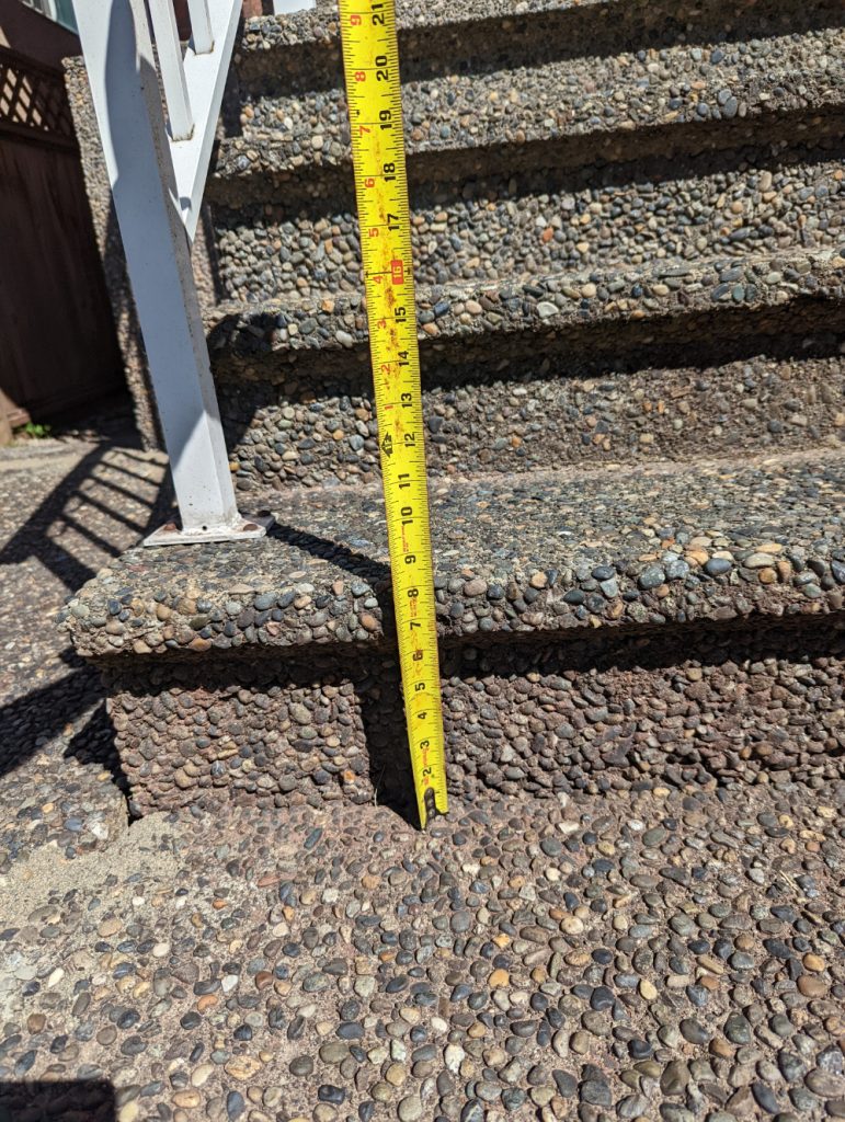 landing pad at the base of the steps after lifting