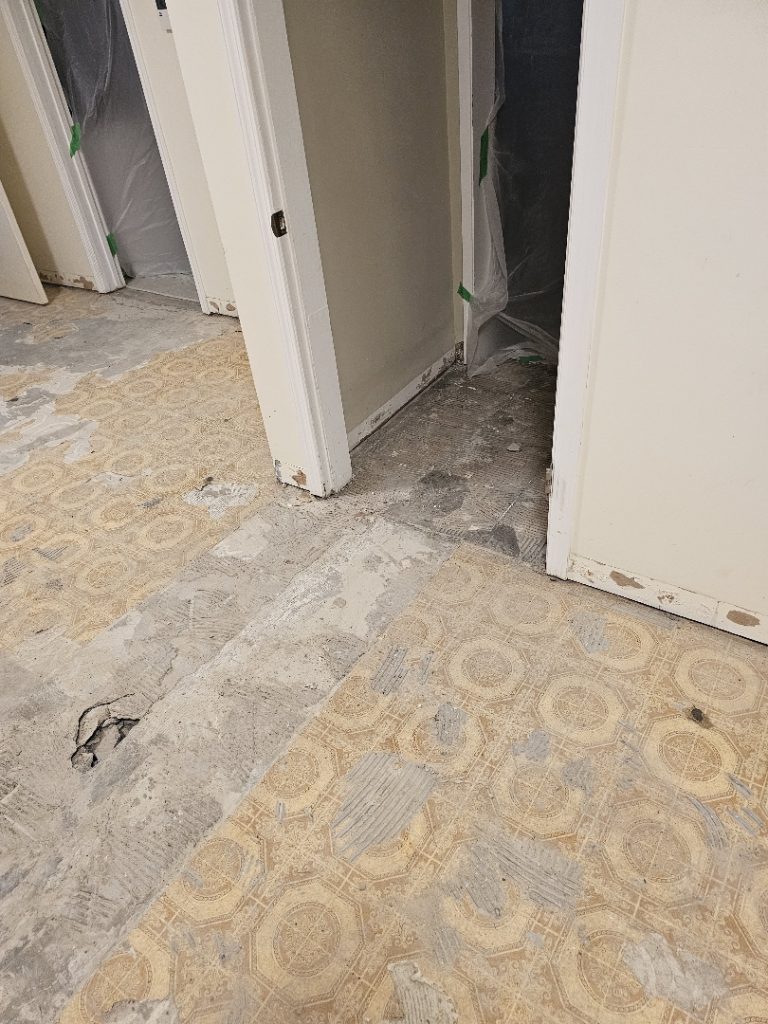 basement concrete lifting project before