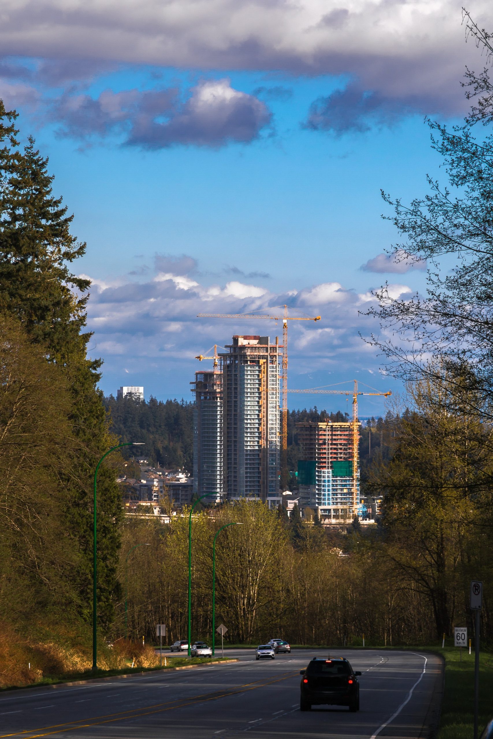 Highrise construction in the distance - Coquitlam, BC