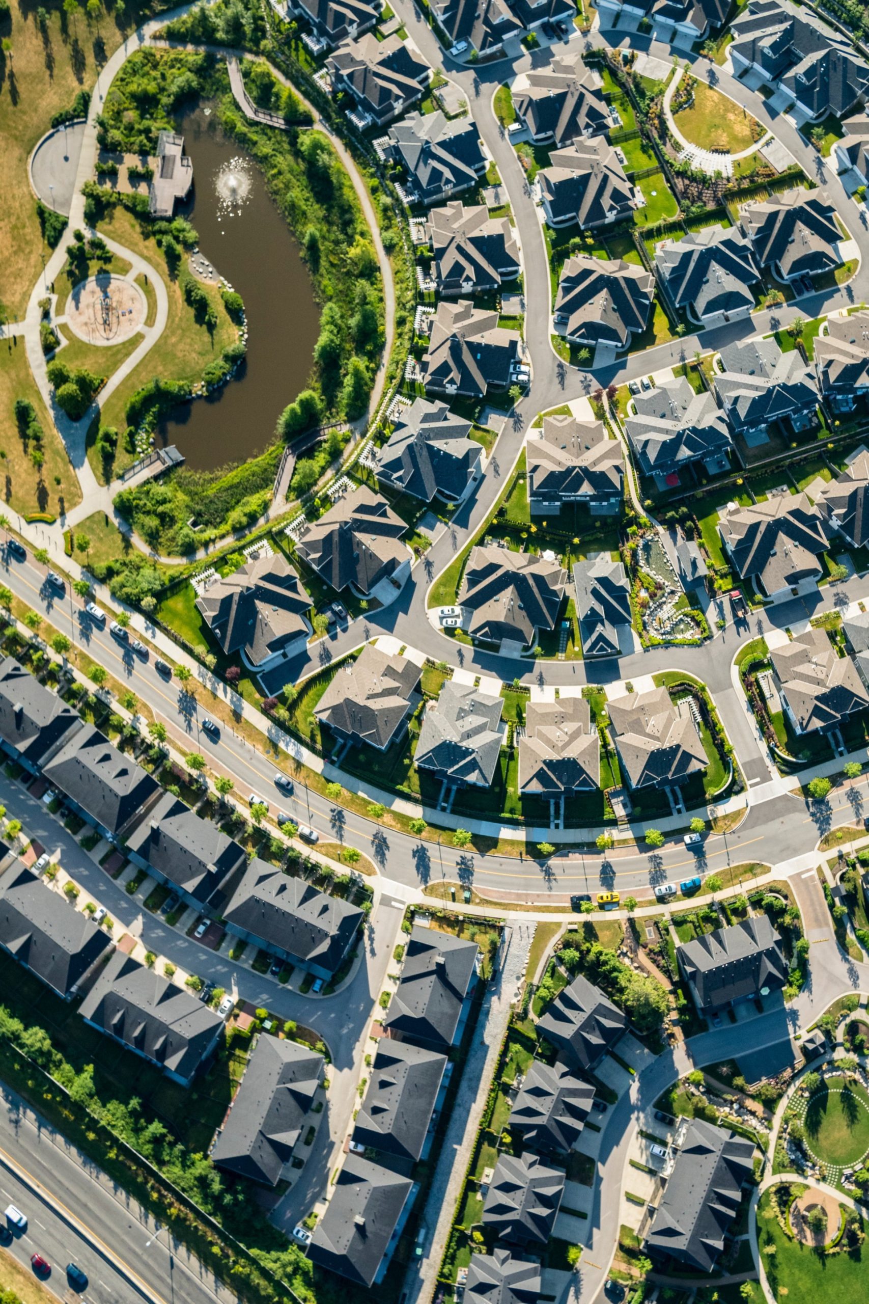 aerial view of houses in Delta, BC