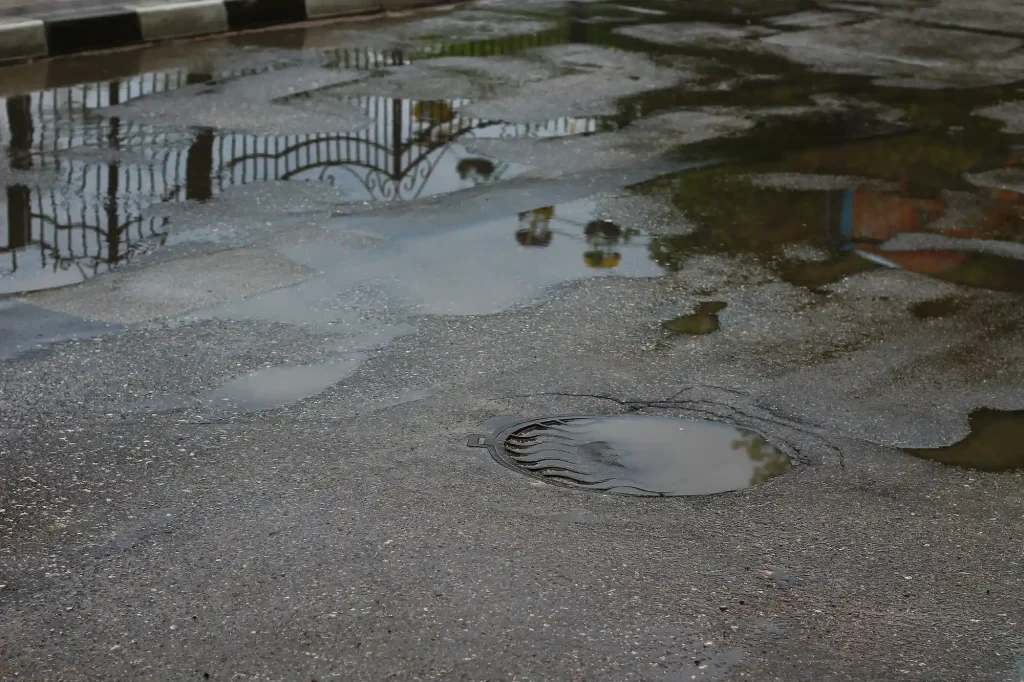large puddles on concrete