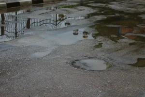 large puddles on concrete